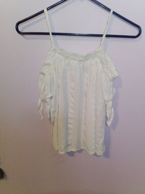 White Off-Shoulder Spaghetti Strap Women's Top